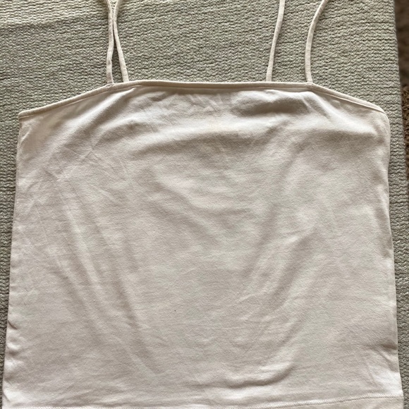 White Adjustable Spaghetti Strap Tank // size L - Picture 2 of 6